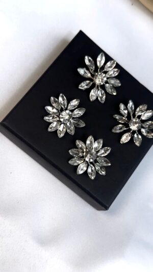 mini hair flowers set of 4 crystal with copper wire