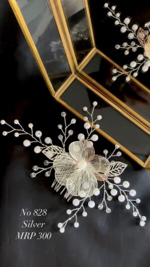 silver hair accessory broach