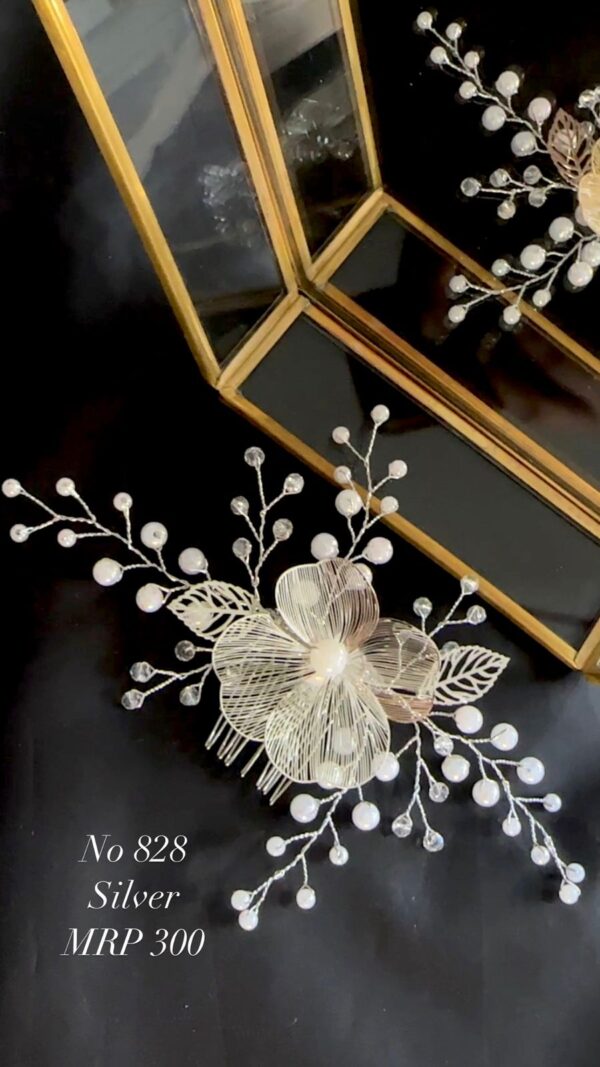 silver hair accessory broach