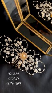 hair broach pearl & gold