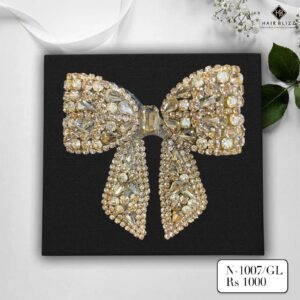 hair bow beige gold